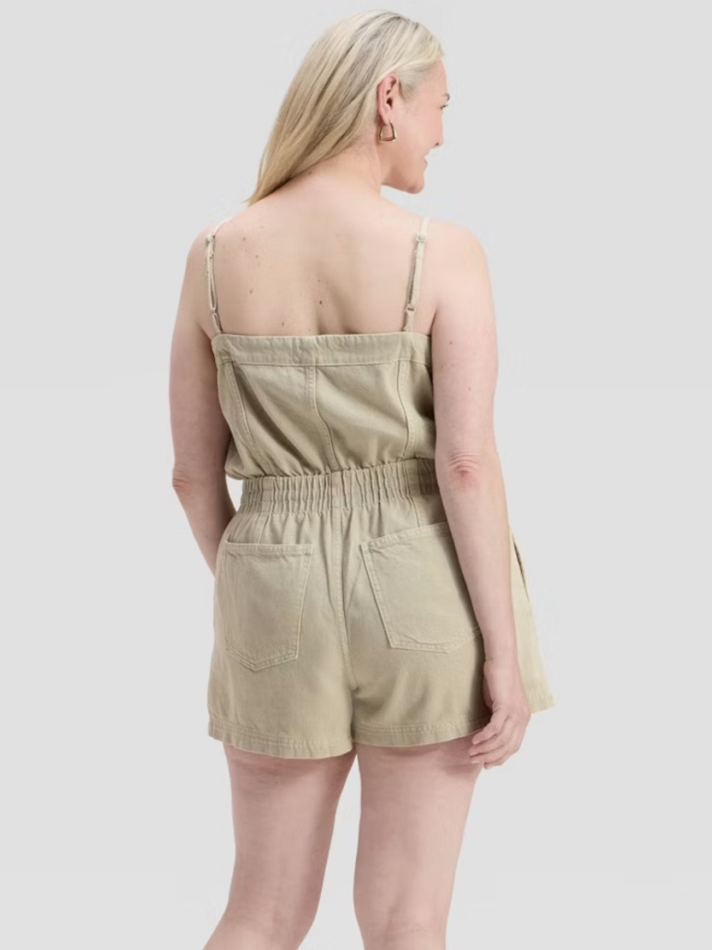 Universal Thread Beige Drawstring Strapless Romper - Picture 2 of 4